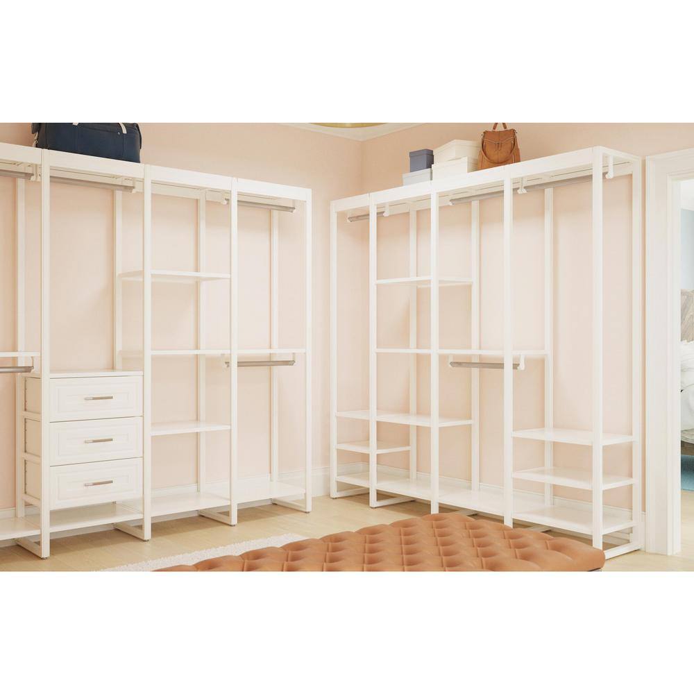 CLOSETS By LIBERTY 84 in. W White Adjustable Wood Closet System with 13-Shelves and 4-Rods HS4674-RW-07