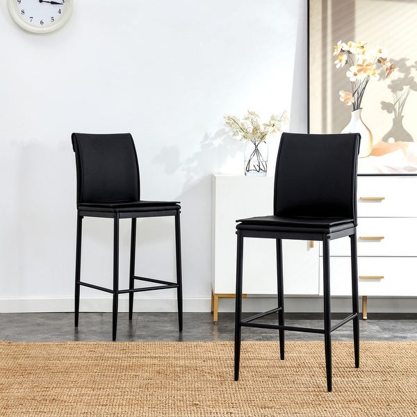 Counter Height PU Bar Stool with Metal Legs，Set of 2