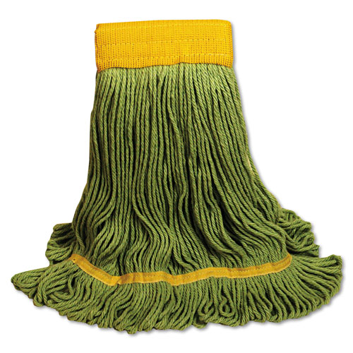 Boardwalk EcoMop Looped-End Mop Head | Recycled Fibers， Extra Large Size， Green， 12