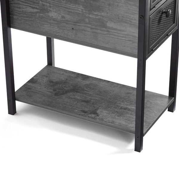 Javelrgo Nightsand Side Table with 2-Drawer and Wood Storage Shelf