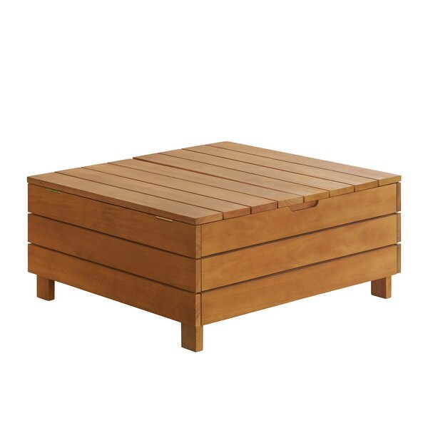 Barton Outdoor Eucalyptus Wood Coffee Table with Lift Top Storage Compartment