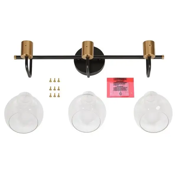 Modern 3-Light Bathroom Black Vanity Lights Globe Glass Wall Sconces - 23