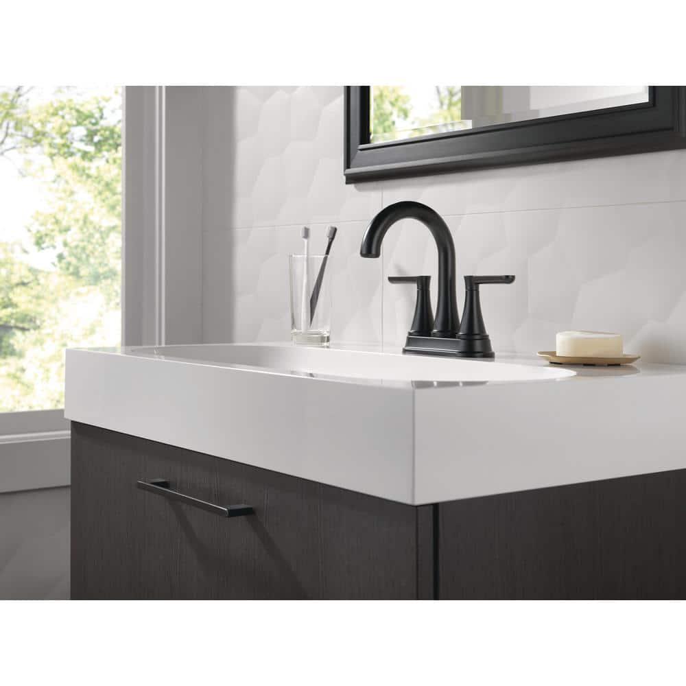 Delta Greydon 4 in Centerset Double Handle Bathroom Faucet in Matte Black