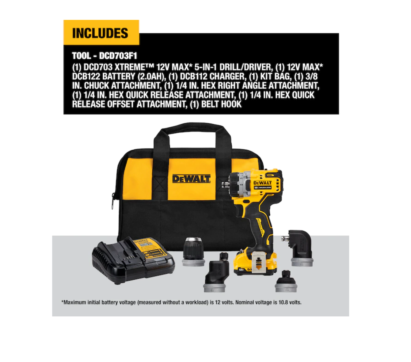 DEWALT DCD703F1 Xtreme 5-In-1 12-volt Max 3/8-in Brushless Cordless Drill (1-Battery Included and Charger Included)