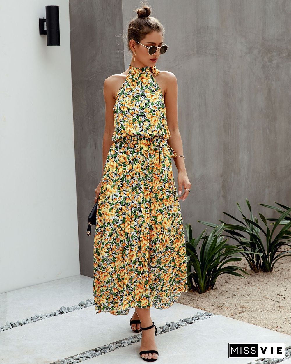 Halter Neck Backless Maxi Dress