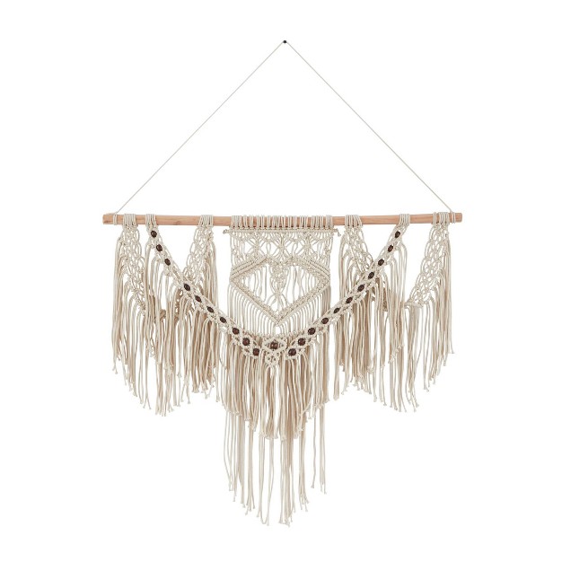 Cotton Macrame Intricately Handmade Weaved Wall Decor With Beaded Fringe Tassels Olivia amp May