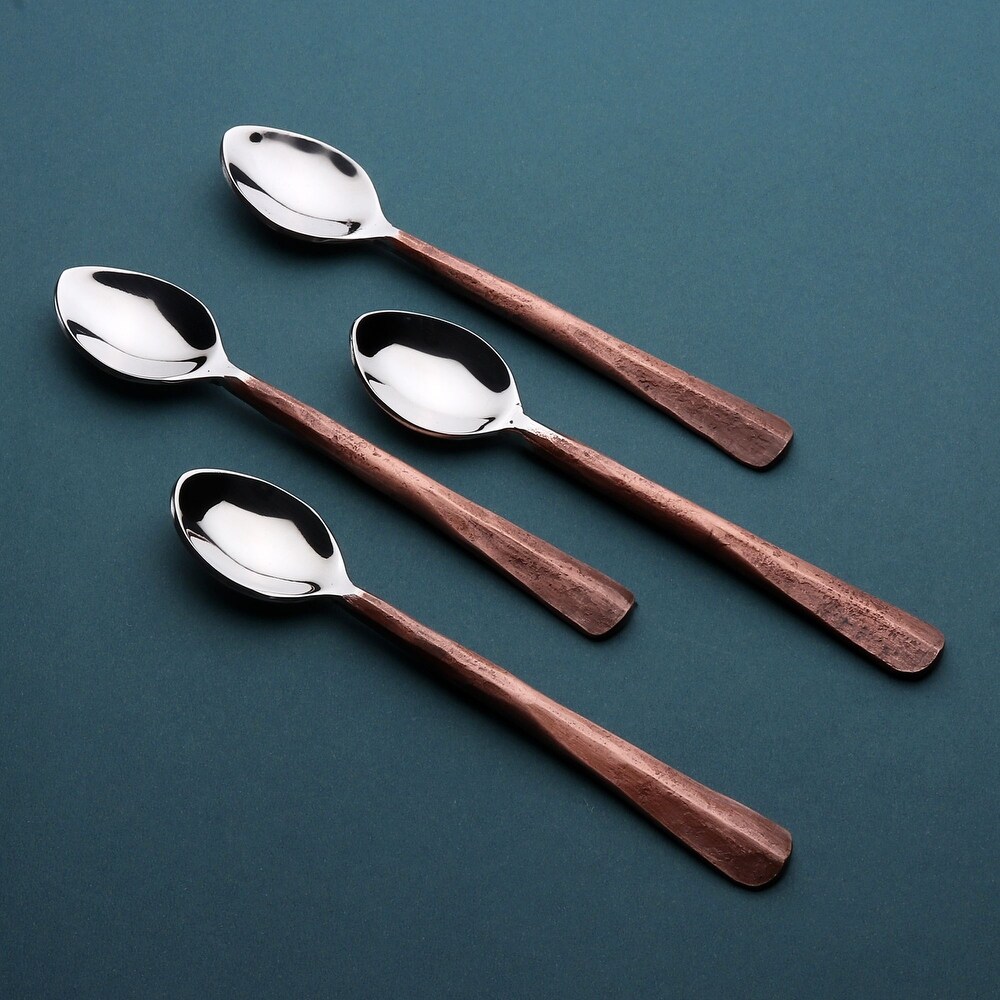 Ridge Design Copper Antique Coffee/Demitasse Spoon 4 Pcs. Set