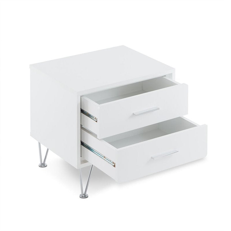 Bowery Hill 2 Drawer Nightstand in White