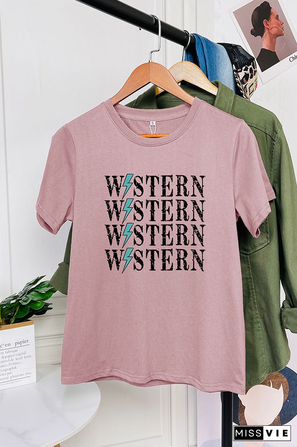 Western lightening Bolt Short Sleeve Graphic Tee Wholesale