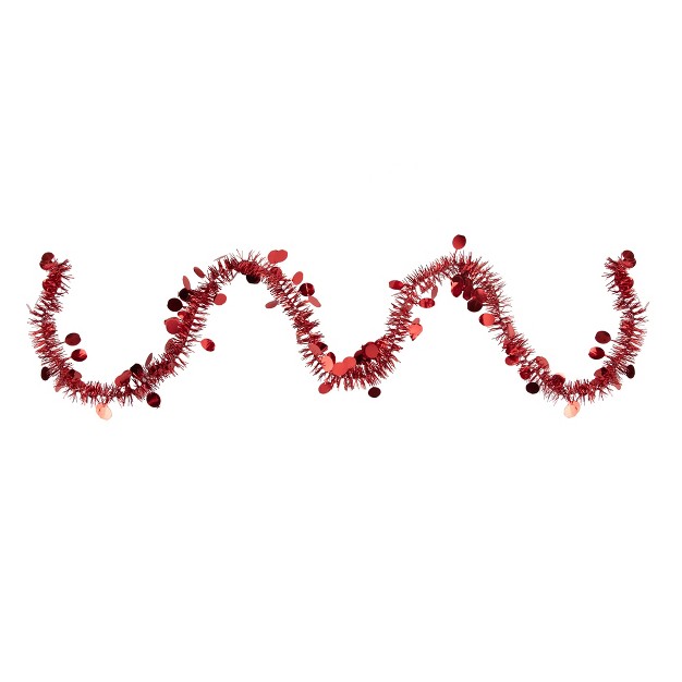 Red Tinsel Christmas Garland With Polka Dots Unlit