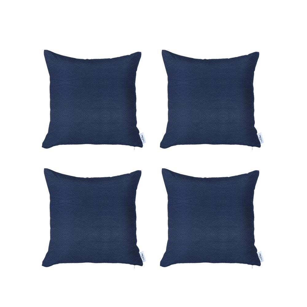 Decorative Faux Leather Square Throw Pillow Cover (Set of 4)