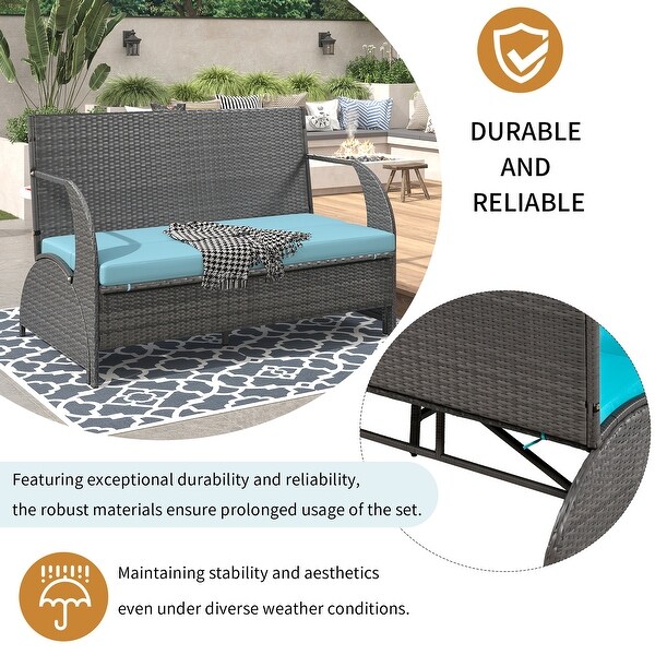 Roomfitters Versatile Outdoor Loveseat Converts to Four Seats and a Table，Durable Design，Ideal for Gardens，Lawns，Patio