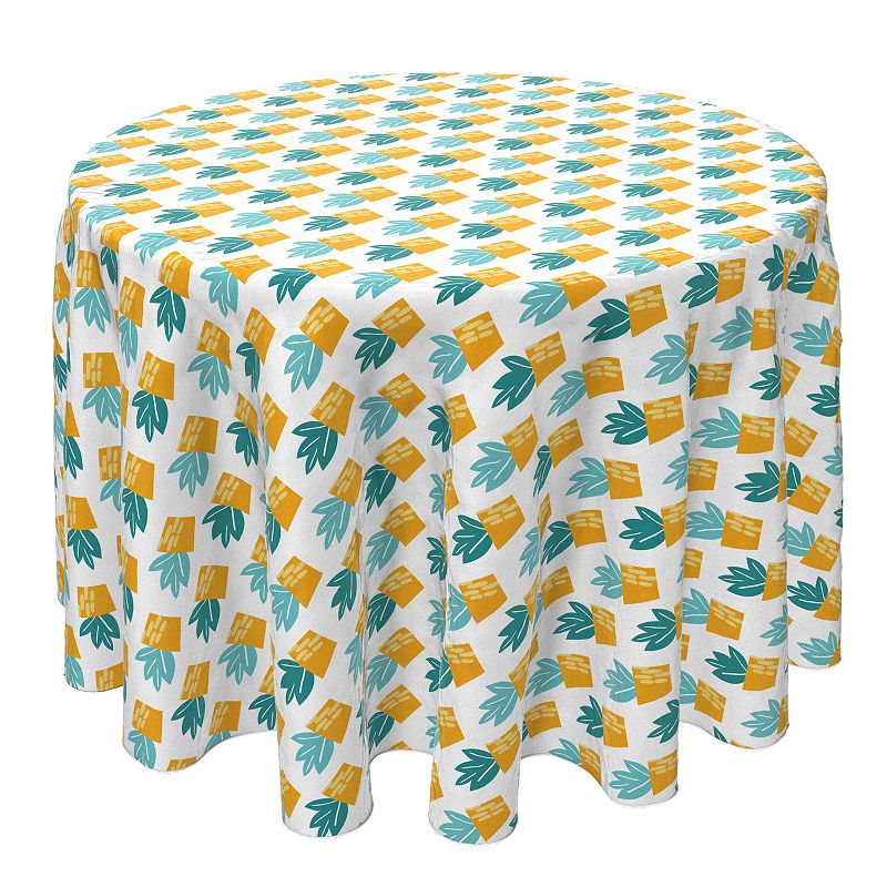 Round Tablecloth， 100% Cotton， 60 Round， Trendy Succulents