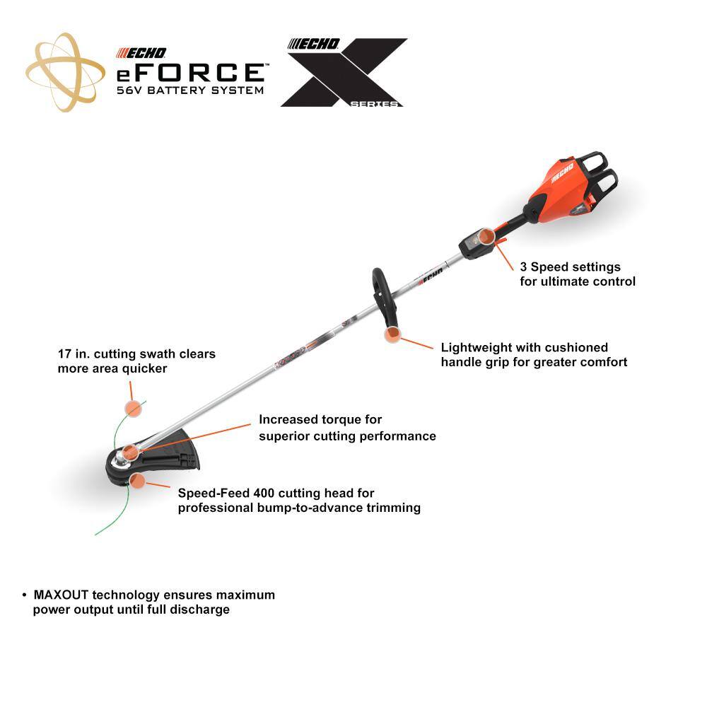 ECHO eFORCE 56V X Series 17 in. Brushless Cordless Battery String Trimmer (Tool Only) DSRM-2600BT