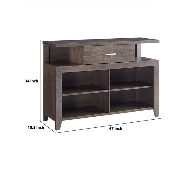 Benjara BM226197 1 Drawer Wooden TV Stand with 4 O...