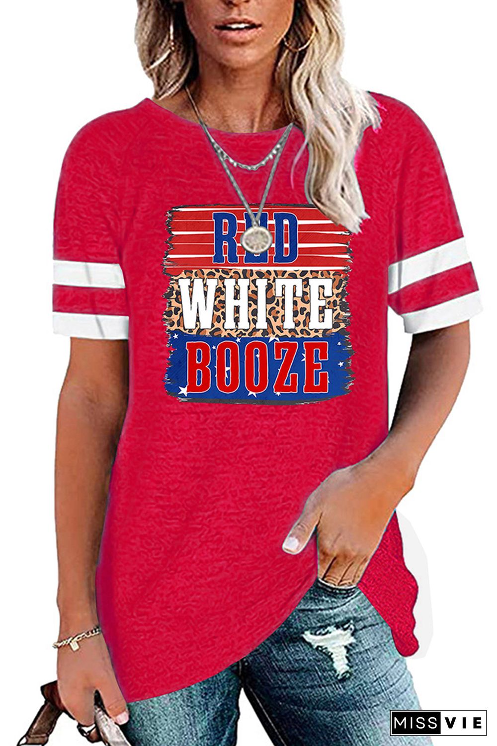 Red White & Booze Print Tee Wholesale