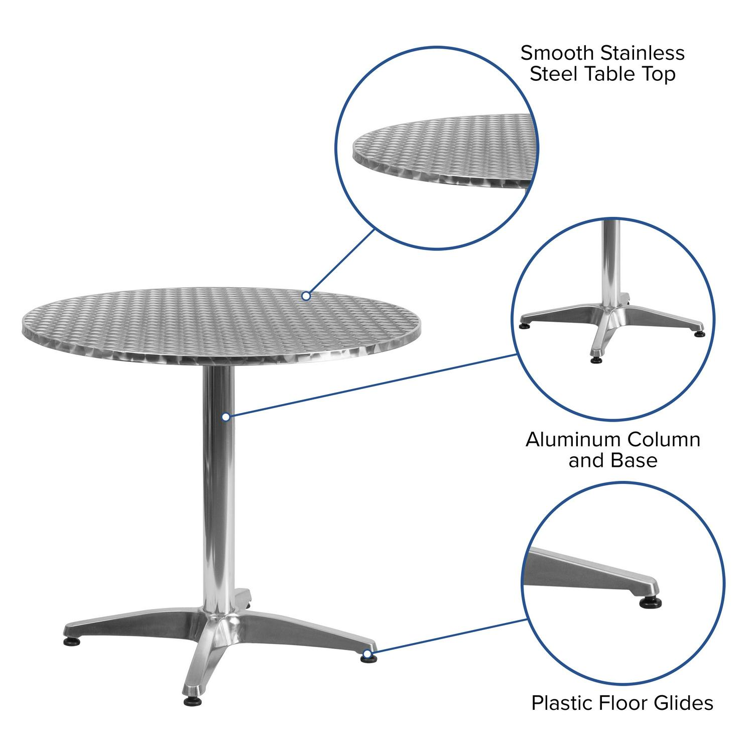 Flash Furniture Mellie 31.5and#8221; Round Aluminum Indoor-Outdoor Table with Base