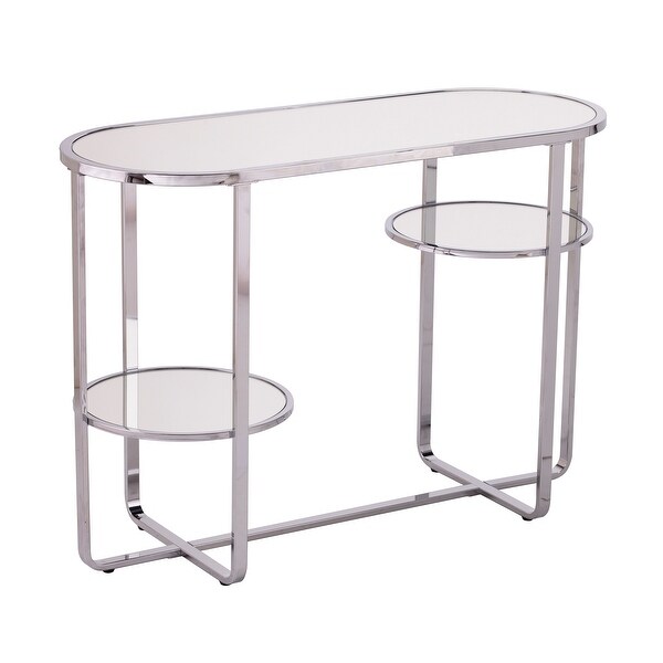 SEI Furniture Mabrick Sliver Mirrored Console Table w/ Shelves