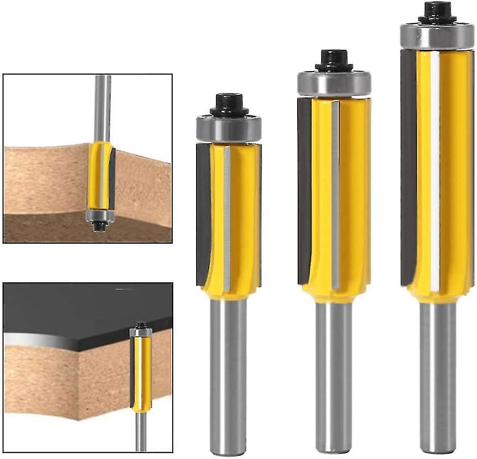 8mm Shank Router Bit With 4 Blades， 3pcs Finishing Pattern Router Bit Set Shank F Trim Bit Set