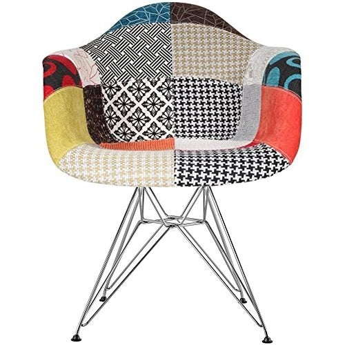 2xhome Fabric Chair With Arm Armchairs Patchwork Solid Silver Chrome Wire Dining Accent Office For Kitchen Colors Metal