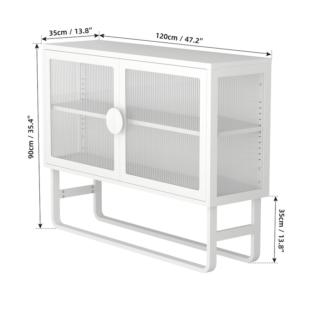 Storage Cabinet with 2 Glass Doors and Shelf