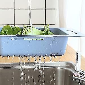 Collapsible Colander Kitchen Food Fruits Vegetables Noodle Pasta Drain Basket Space-saver Portable Drainer Over Sink， Blue