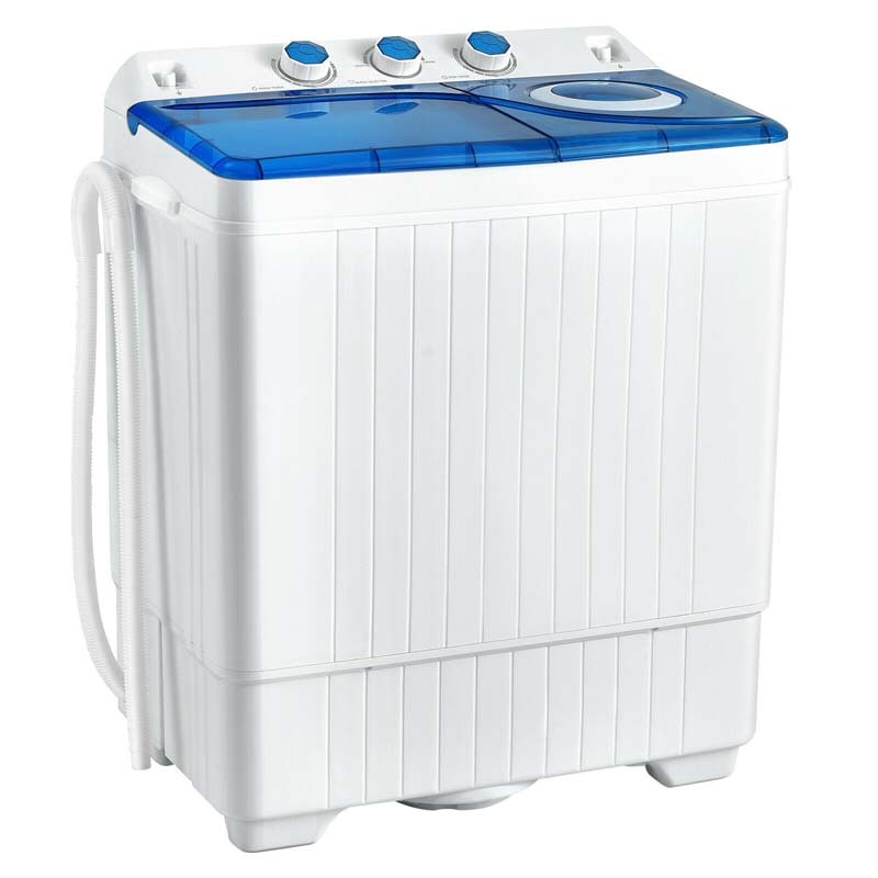 26 LBS 2-in-1 Portable Washing Machine with Drain Pump, Twin Tub Top Load Washer Dryer Combo for RV Dorm