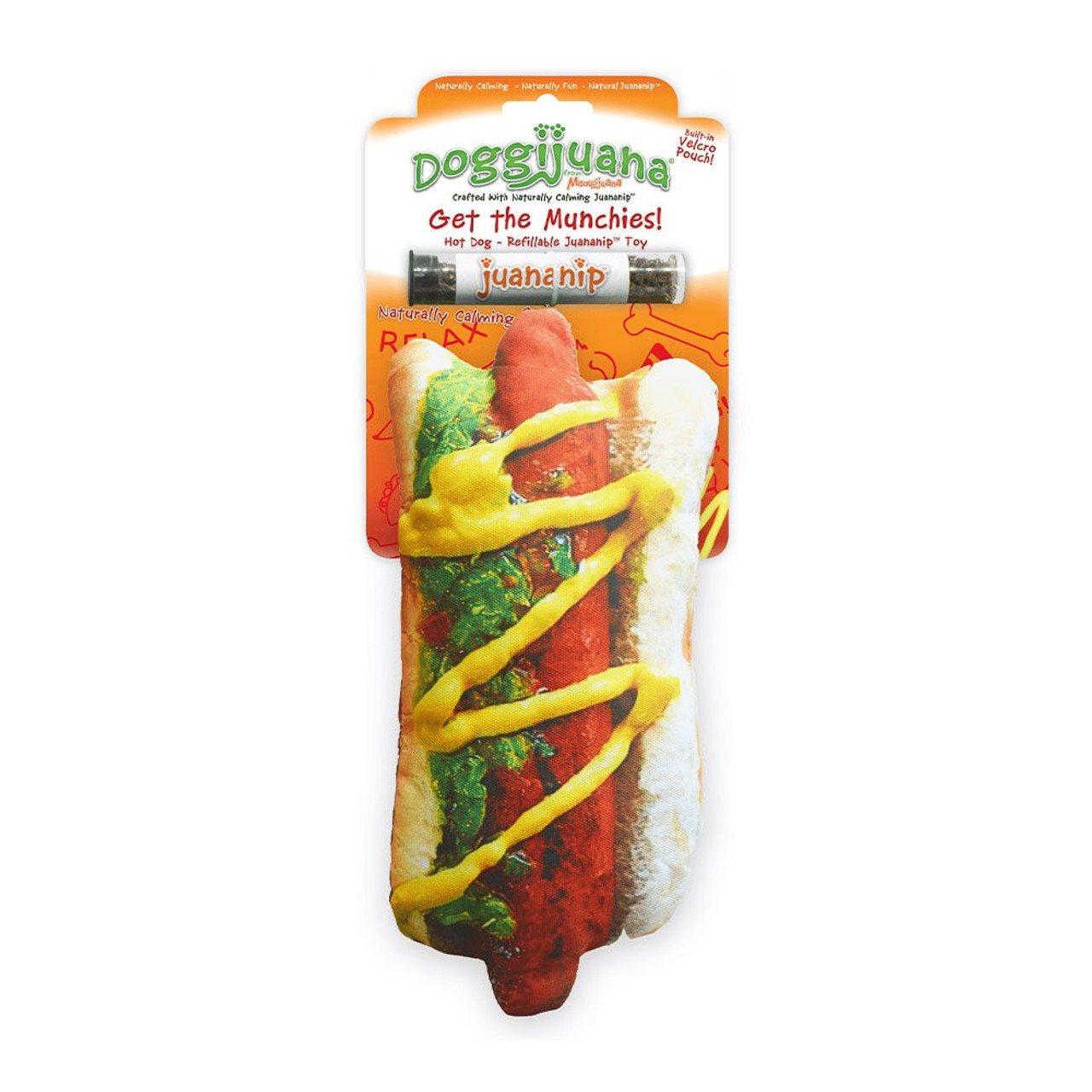 Doggijuana Get the Munchies Hot Dog Refillable Juananip Dog Toy