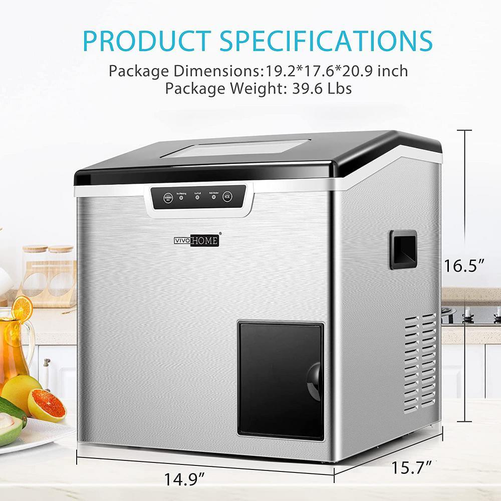 VIVOHOME Electric 44 lbsDay 2in1 Portable Square Ice Maker and Shaver Machine in Silver