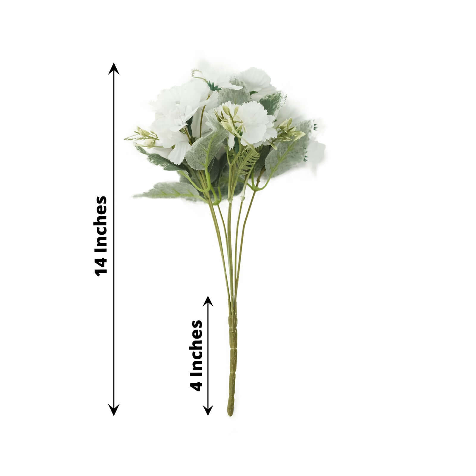 3 Pack White Artificial Silk Carnation Flower Bouquets, Faux Floral Arrangement Bushes 14