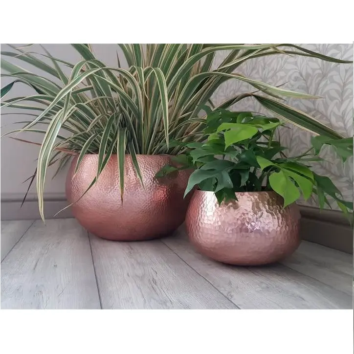 Shiny Polished Customized Shape Metal Planter Home Indoor Outdoor Garden Usage Customized Size Metal Planter