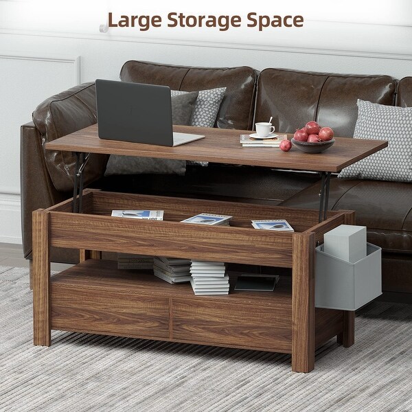 Lift Top Coffee Table with Storage， Coffee Tables for Living Room， Farmhouse Coffee Table with Hidden Compartment