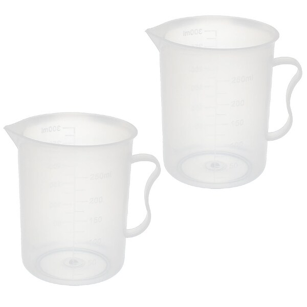 2 Pcs Kitchen Lab 300mL Plastic Measuring Cup Jug Pour Spout Container - Clear