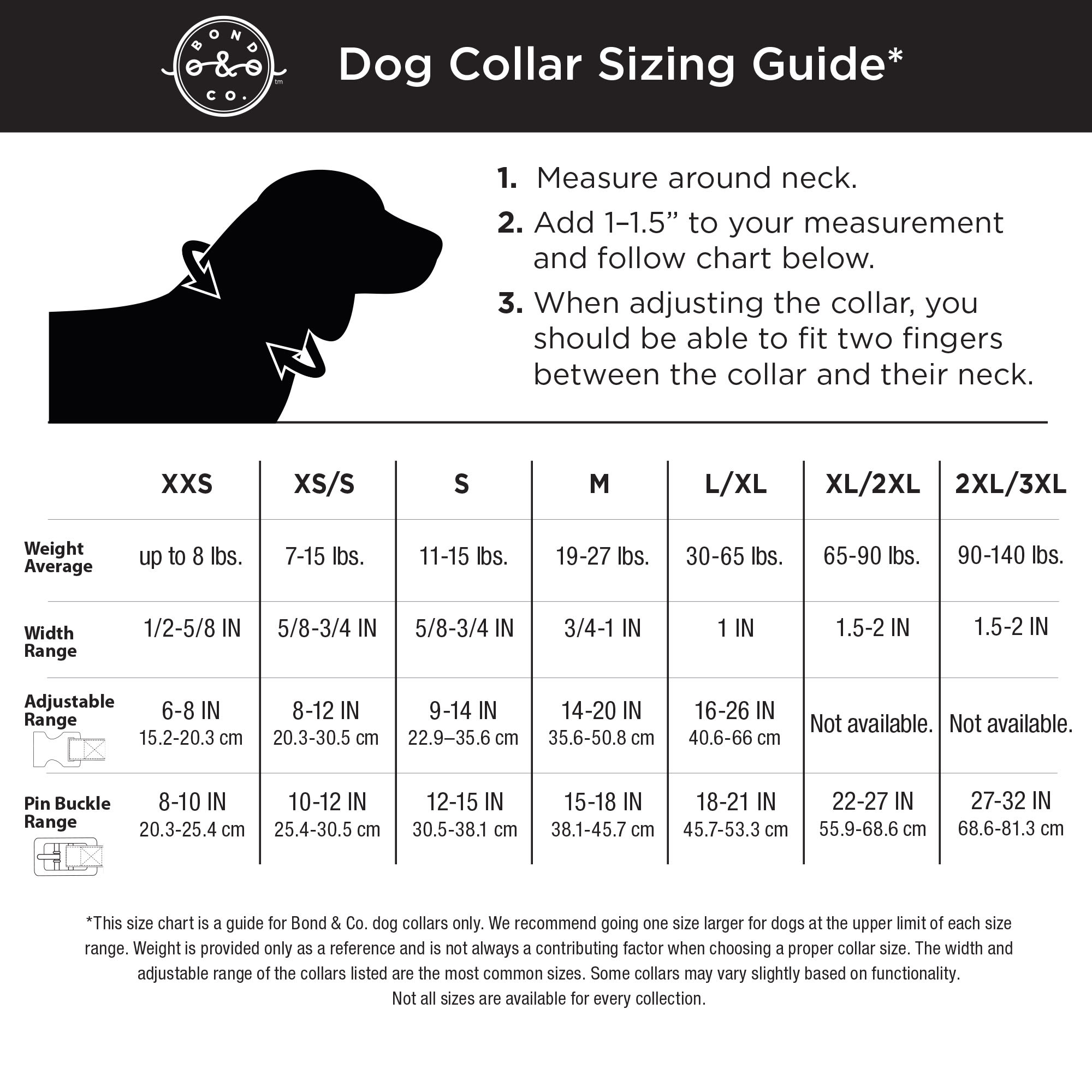 BOND  CO. Buffalo Checkered Dog Collar， For Neck Sizes 18-21， Large/Extra Large