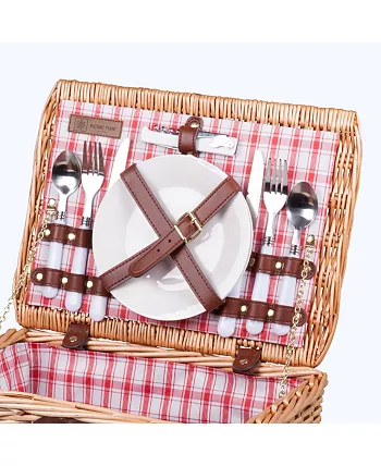 Picnic Time Plaid Red Catalina Picnic Basket