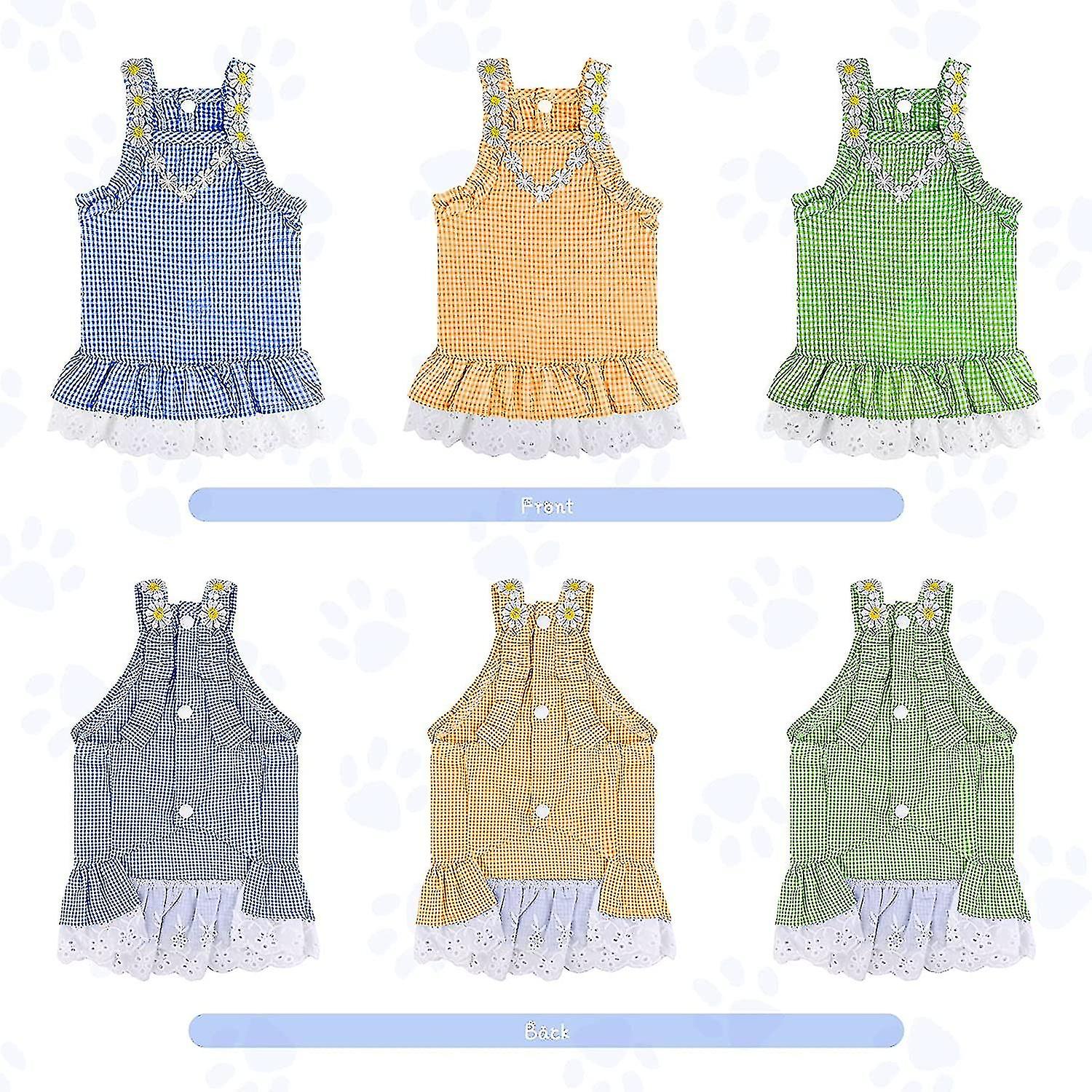 Dog Dresses Girl Pet Clothes Plaid Princess Skirt Spring Summer Tutu Lace Birthday Party Dresses