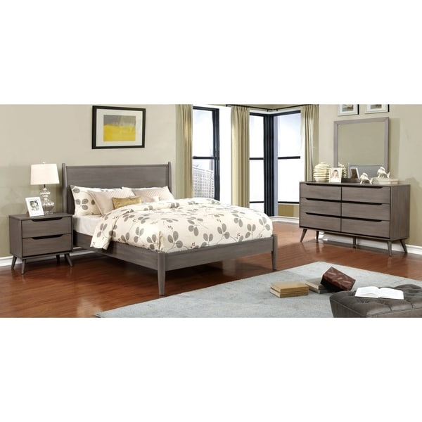 Furniture of America Fopp Mid-century Grey 4-piece Bedroom Set - - 17676018