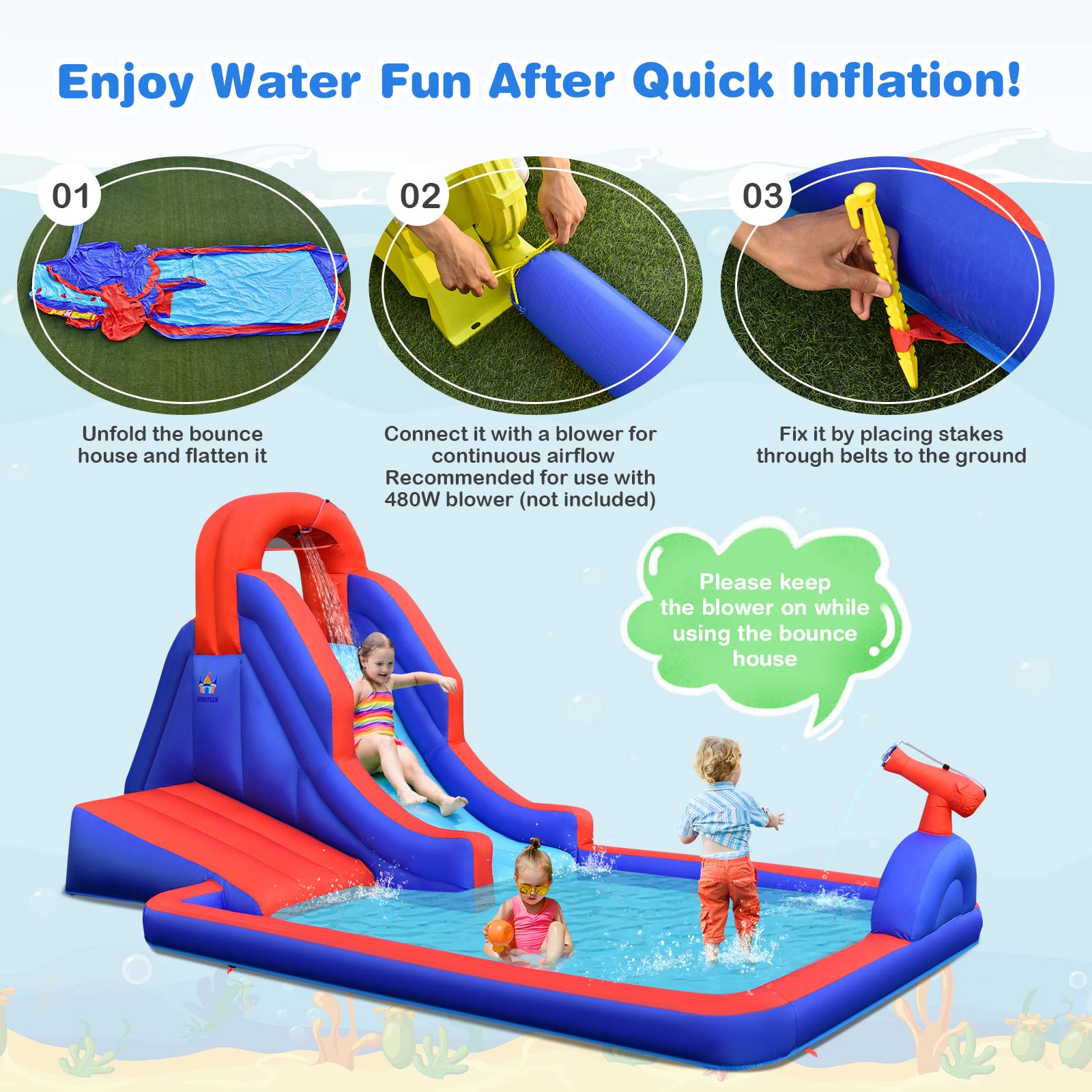 Costzon Inflatable Water Slide, 5-in-1 Kids Giant Water Slide Bouncer Park