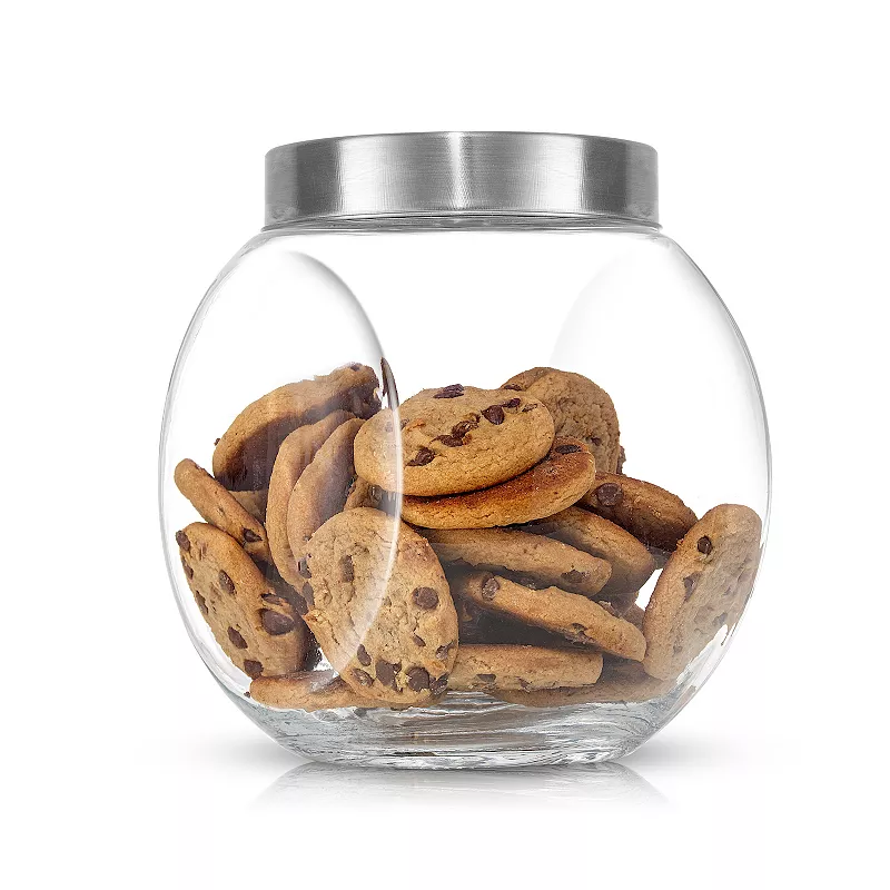 JoyFul 2-Pack Round Glass Cookie Jar with Airtight Lid