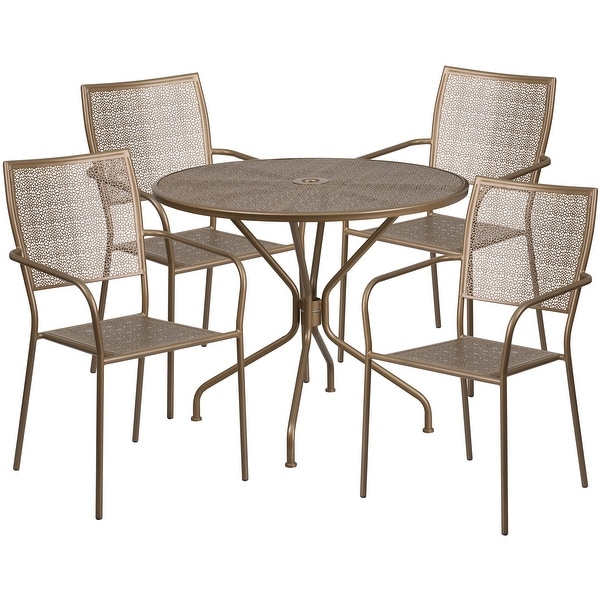 Steel 5piece 35.25inch Round IndoorOutdoor Dining Set