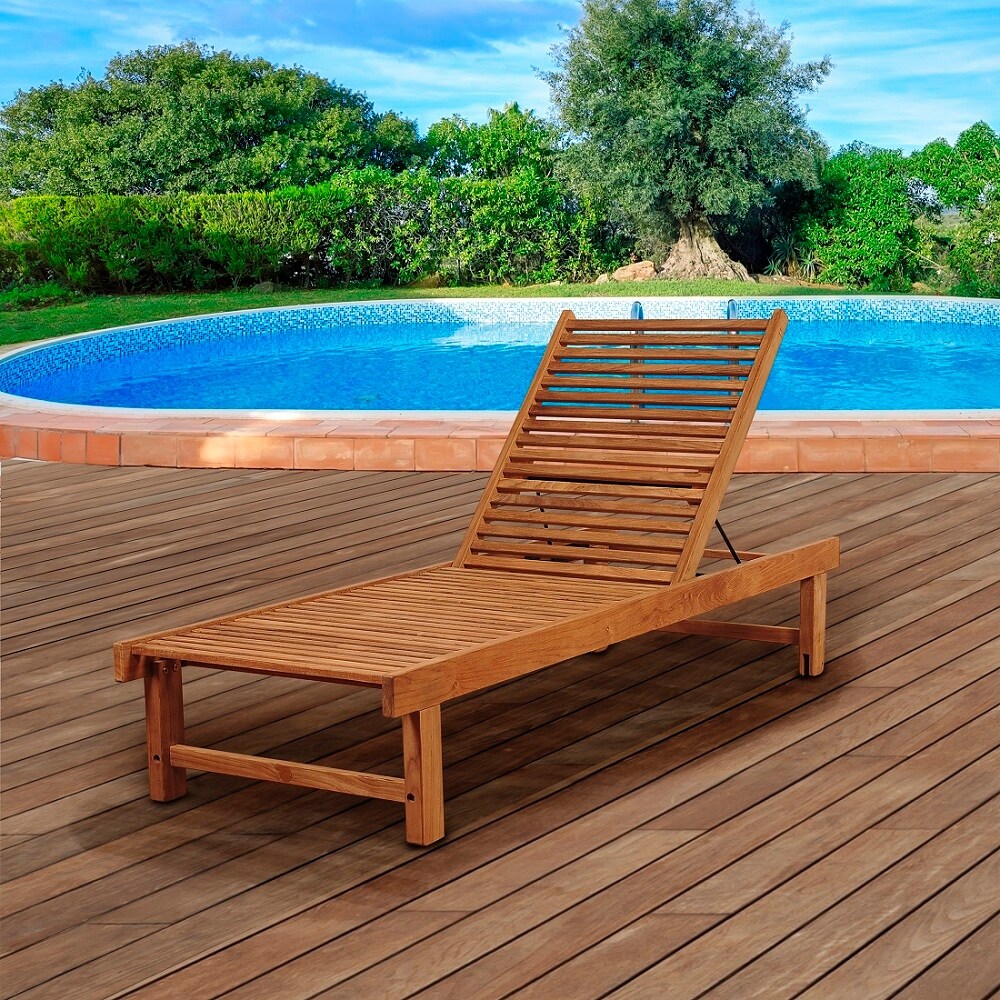 Amazonia Nias Outdoor Chaise Lounger Patio Furniture Teak Backyard Garden Lawn   N/A