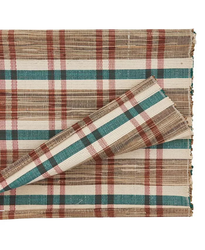 Saro Lifestyle Plaid Woven Water Hyacinth Table Runner