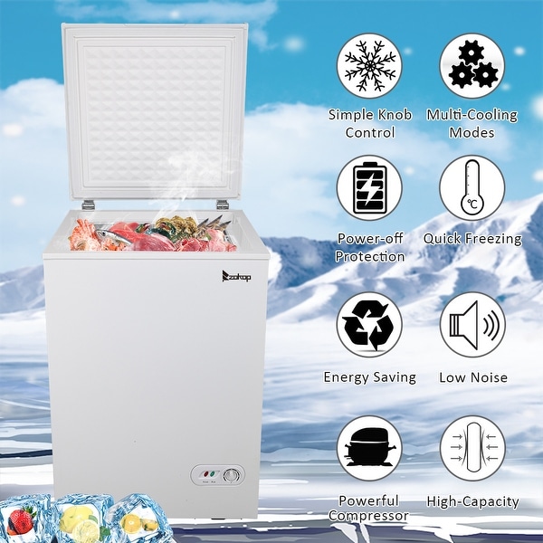 3.5CU.FT/5.0CU.FT Horizontal Freezer Chest Freezer with Adjustable Thermostat for Homes， Cottage， Offices