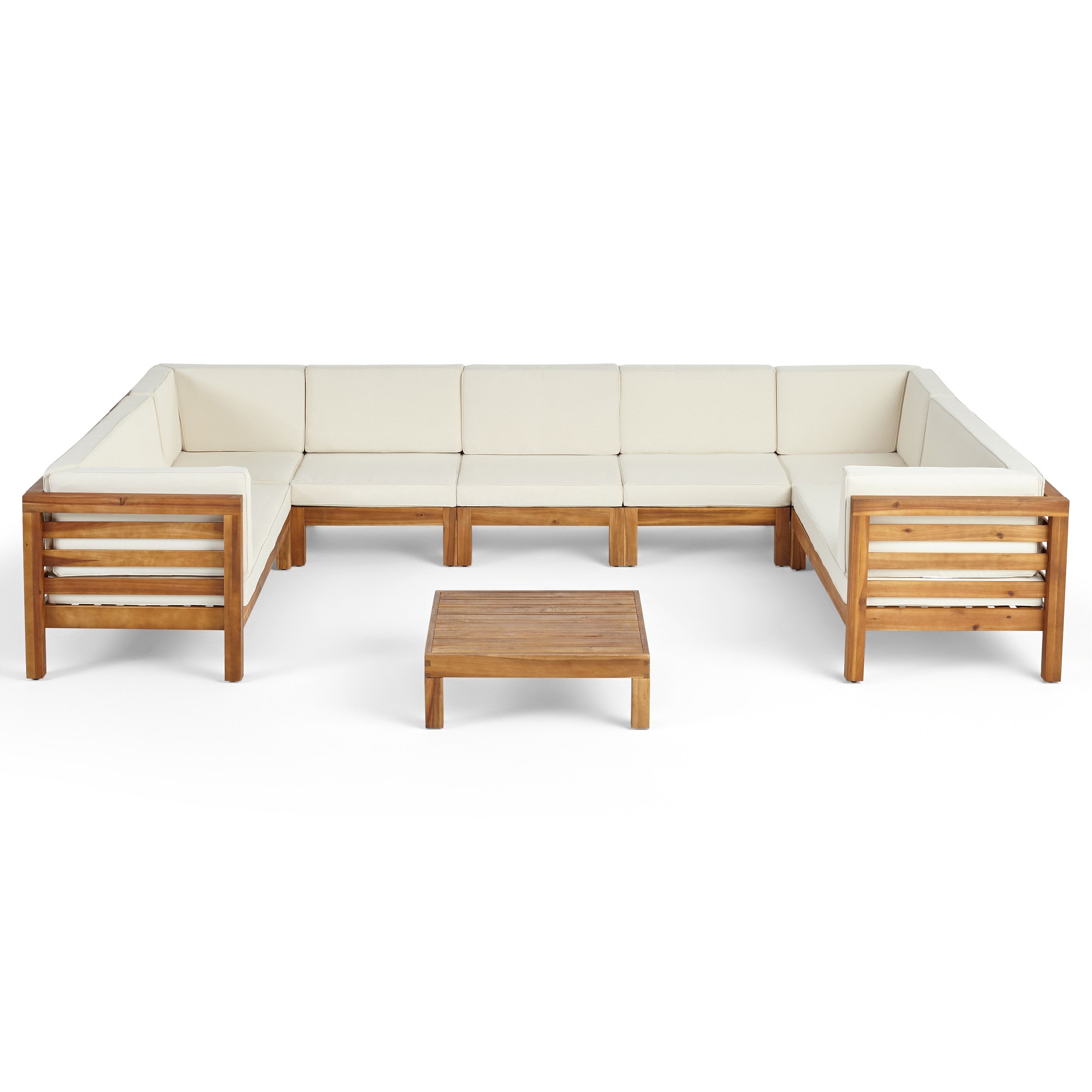 Emma Outdoor 9 Seater Acacia Wood Sectional Sofa Set