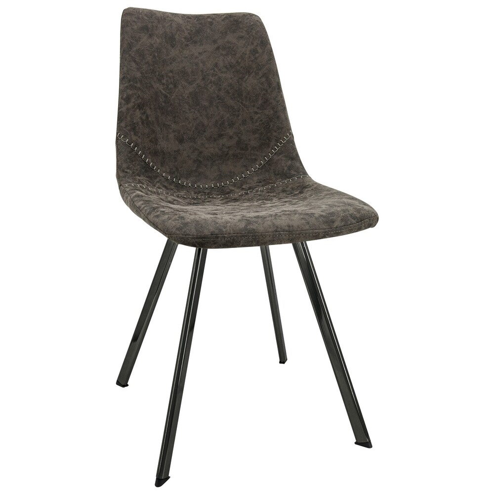 LeisureMod Markley Modern Leather Dining Chair With Metal Legs