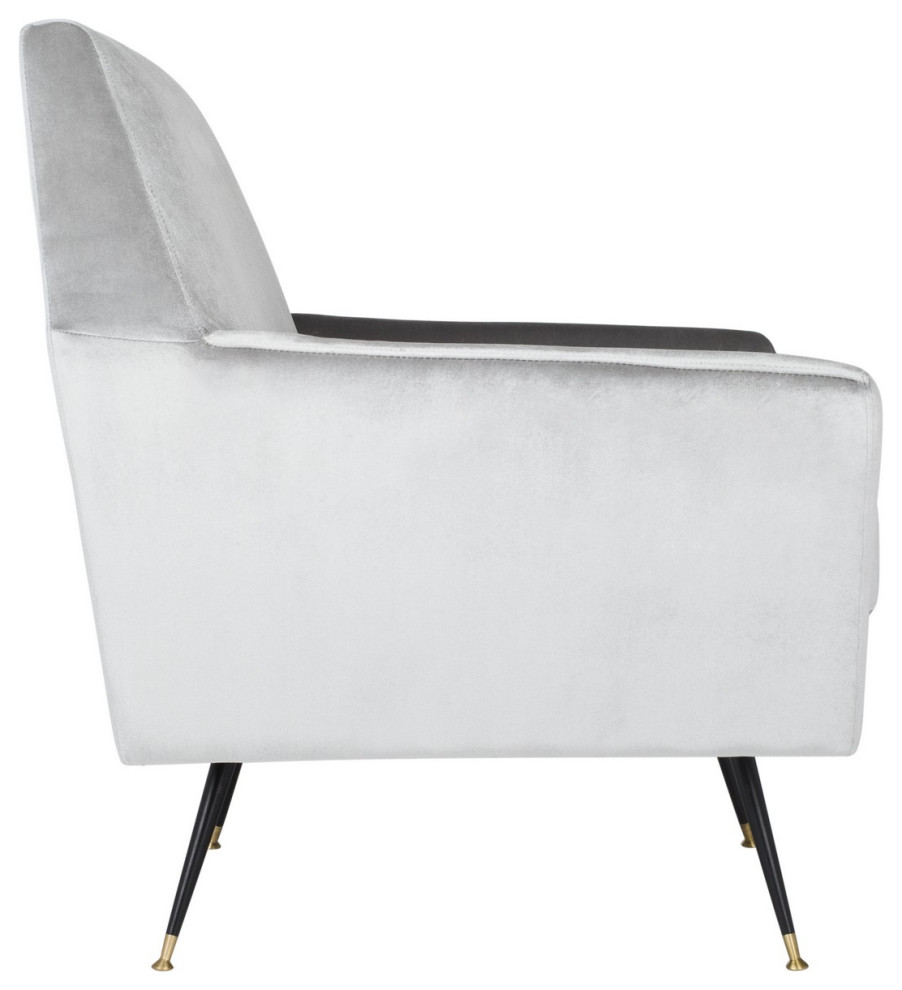 Tellie Velvet Retro Mid Century Accent Chair Light Grey   Midcentury   Armchairs And Accent Chairs   by Peachtree Fine Furniture  Houzz