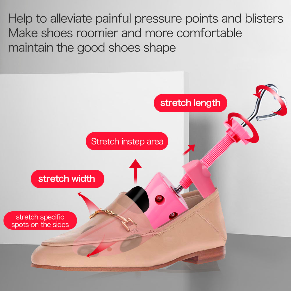 LANNEY Shoe Stretcher for  Women Men 4-Way Shoe Expander Widener， Pink Plastic