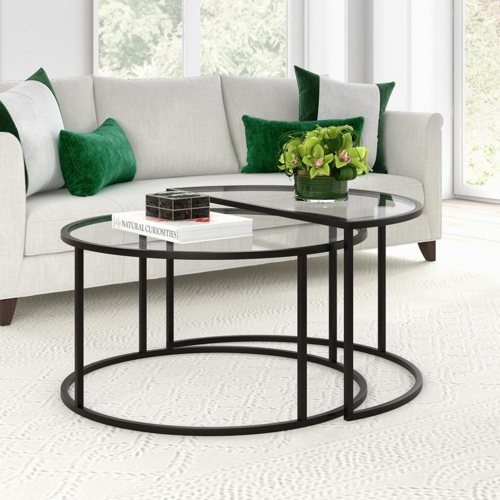 Luna Round  ampDemilune Nested Coffee Table in Blackened Bronze   Contemporary   Coffee Tables   by BisonOffice  Houzz