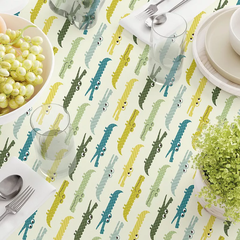 Rectangular Tablecloth， 100% Cotton， 52x84， Funny Gators