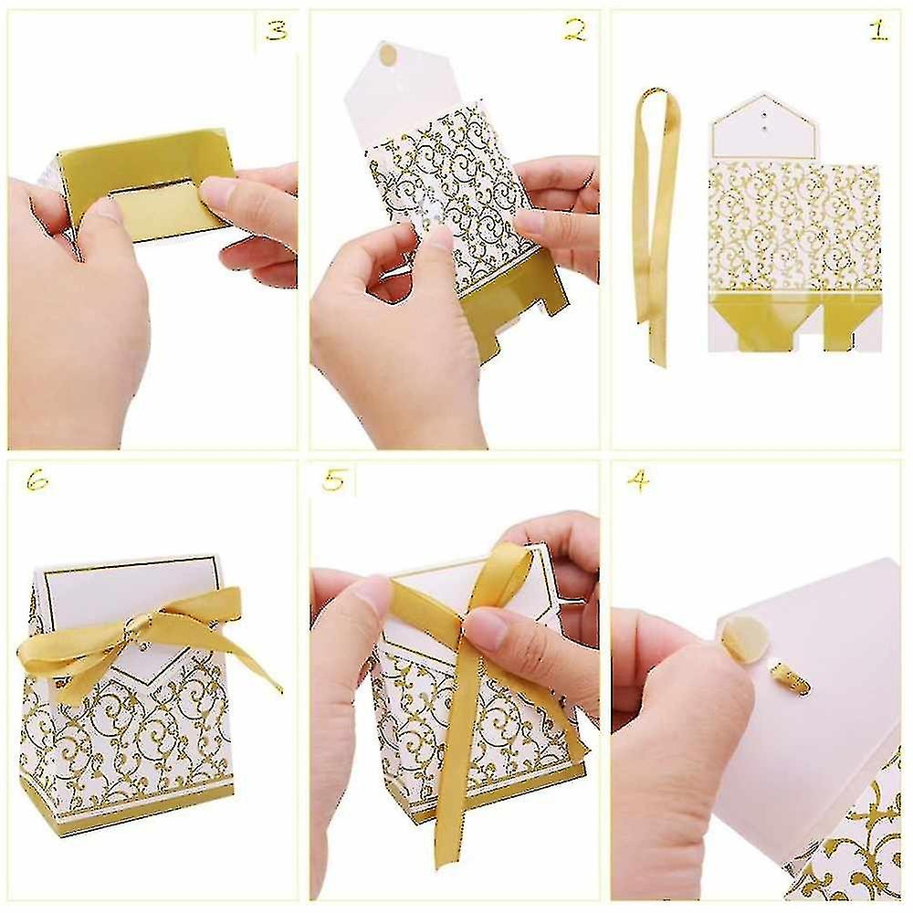 Candy Boxes， Gift Boxes With Gift Ribbons Candy Bag Cake Box 50 Pcs